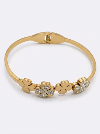Ladies Bracelet - Zircon Stone Gold Bangle